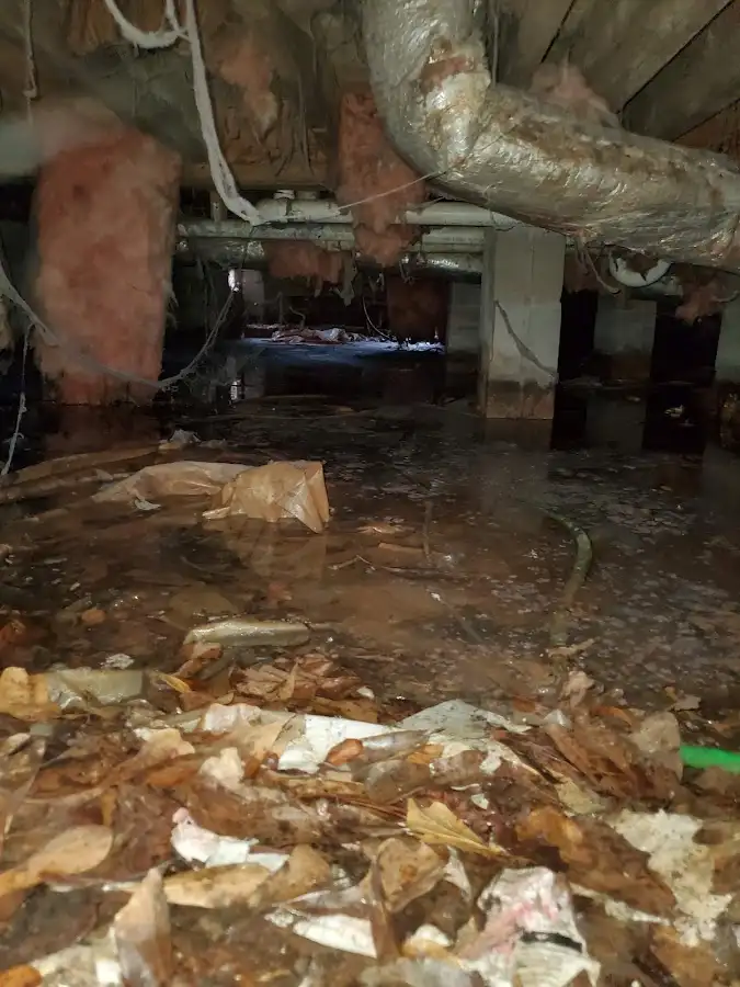 Crawl space flood assessment for Commercial Water Damage Restoration in West Warwick